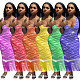 Gradient Fish Scales Print Low Neck Sleeveless Bohemian Dress NIK-231