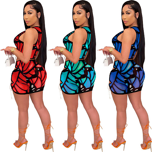 Sexy Sleeveless Crop Tank Top Bandage Mini Skirt 2 Piece Set WY-6778