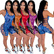 Sexy Tie-dye Halter Backless Hollow Out Bandage Slim Rompers YH-5211