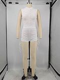 Summer Solid Color Crop Top Drawstring Shorts Two Piece Set XMY-9295
