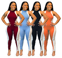 Summer Stitched Sleeveless O-neck Bodycon Jumpsuits WSM-5227