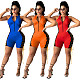 Side Lace-up Mesh Stitching Sleeveless Front Zipper Romper ML-7435