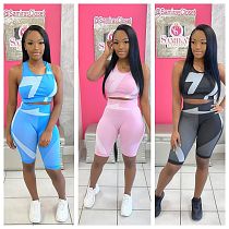 Breathable Yoga Vest Knee-length Shorts Fitness 2 Piece Set NIYA-8046
