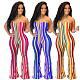 Hot Style Elastic Striped Sleeveless Strapless V-neck Jumpsuit XY-9086