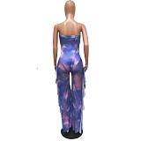 Sexy Print Mesh See-through Splicing Sleeveless Jumpsuit BN-9270