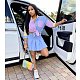 Women Patchwork Long Sleeve Shirt Pleated Skirt 2 Piece Set HMS-5438