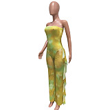 Sexy Print Mesh See-through Splicing Sleeveless Jumpsuit BN-9270