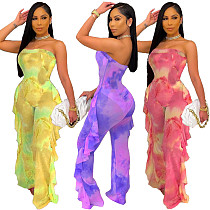 Sexy Print Mesh See-through Splicing Sleeveless Jumpsuit BN-9270