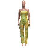 Sexy Print Mesh See-through Splicing Sleeveless Jumpsuit BN-9270