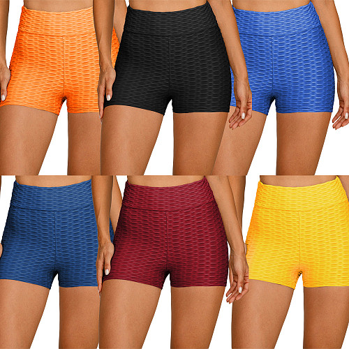 Women's Solid Color High Waist Sports Yoga Leggings Shorts SH-390086