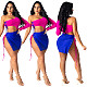 Solid One Shoulder Long Sleeve Crop Top Lace-up Skirt 2 Pieces SHD-9508
