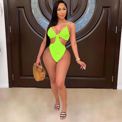 Sexy High Cut Swimsuits Hollow Out String One Piece Swimwear HMS-5445