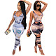 Money Dollar Print Bodysuits Pencil Pants 2 Piece Club Outfits DY-6650