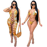 Bikini Wear Sexy Hollow Out Sleeveless Midi Cover-ups 3 Piece Set DY-6654