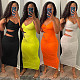 Sexy Women Solid Color Sleeveless Hollow Out Long Dresses GLS-8148