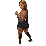 Hot Style Solid Color Drawstring Pleated Bodycon Romper NIYA-8055