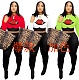 Lips Print Long Sleeve O Neck Top Leggings Pants 2 Piece Suits DM-8145