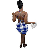 Women's Sexy Sleeveless Low Cut Backless Lace-up Romper NIYA-8057