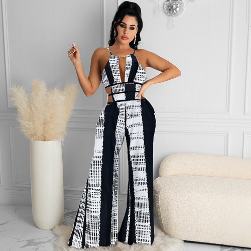 Women Spaghetti Strap Slim Backless Streetwear Jumpsuits MDF-5233