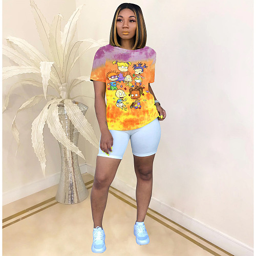 Fashion Cartoon Printing Short Sleeve Round Neck T-Shirts SHD-9232