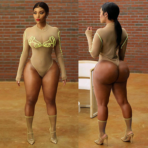 High Stretch Mesh See-through Embroidery One Piece Swimsuit BN-9275