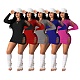 Hot Style Solid Color Long Sleeve Round Neck Ripped Mini Dress DD-8096