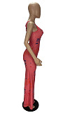 New Fashion Women Letter Print Sleeveless Round Neck Long Dress XY-9095