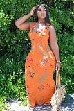 New Fashion Women Letter Print Sleeveless Round Neck Long Dress XY-9095