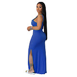 Simple Pure Color Sleeveless Skinny Sheah Women Long Dress HMS-5458