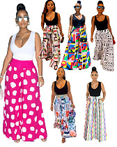 Women Casual High Waist Loose-Fitting Print Wide Leg Pants SD-3109