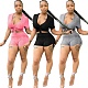 Short Sleeve Drawstring Crop Top Sport Shorts Two Piece Outfits QZX-6204