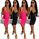 Sexy Solid Color Deep V Neck Sleeveless Halter Skinny Dress QZX-6202