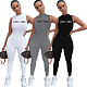 Summer Sleeveless Solid Color Embroidery Tight Yoga Jumpsuit DAI-8340
