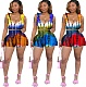 Women Tie-dye Print Sleeveless Crop Top Shorts Two Piece Outfits MDF-5252