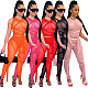 Sexy Mesh See-through Spliced Sleeveless Top Leggings 2 Pieces CN-0107
