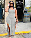 Solid Sleeveless Irregular Top Bodycon Shorts 2 Piece Set WA-7165