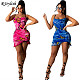 Women Sleeveless Spaghetti Strap Bandage Bodycon Mini Dresses LSL-6434