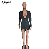 Sexy Women Deep V Neck Long Sleeve Bodycon Mini Dresses BN-9268