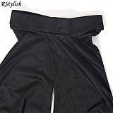 Suede Bandage Backless Hollow Out Tops Sexy Two Piece Pant Sets PY-8412