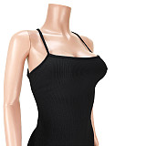 Elegant Women Ribbed Knit Halter Backless Bodycon Jumpsuit ASL-6336