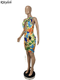 Women One Shoulder Hollow Out Drawstring Slim Mini Dress CHY-1325