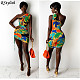 Women One Shoulder Hollow Out Drawstring Slim Mini Dress CHY-1325