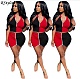 Color Block Patchwork Sleeveless Crop Top Mini Skirt 2 Piece Set QZX-6206