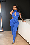 Suede Bandage Backless Hollow Out Tops Sexy Two Piece Pant Sets PY-8412