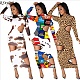 Women print Long Sleeve O-neck Hollow Out Bodycon Long Dress OM-1179