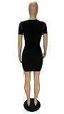 Sexy Patchwork Color Short Sleeve Hollow Out Bandage Mini Dress XY-9097