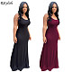 Summer Women Solid Color Backless Party Strap Long Dress YUM-9071