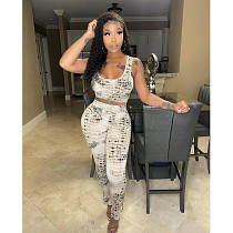 Women Crocodile Sports Bra Crop Top Leggings 2 Piece Outfits DY-6658