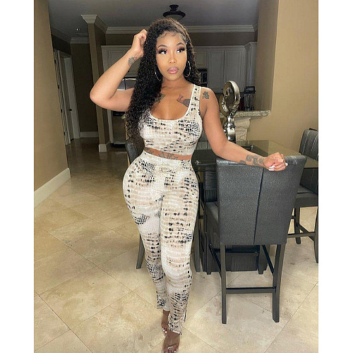 Women Crocodile Sports Bra Crop Top Leggings 2 Piece Outfits DY-6658