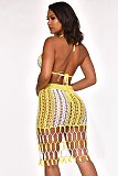 Crochet Knitted Women Bra+Long Tassel Skirts 2 Piece Bikini Set OSM-4072